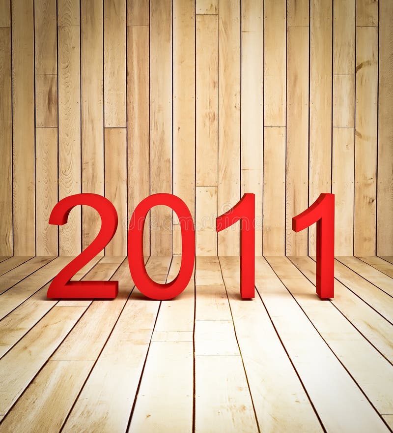 3d new year 2011 on wood background