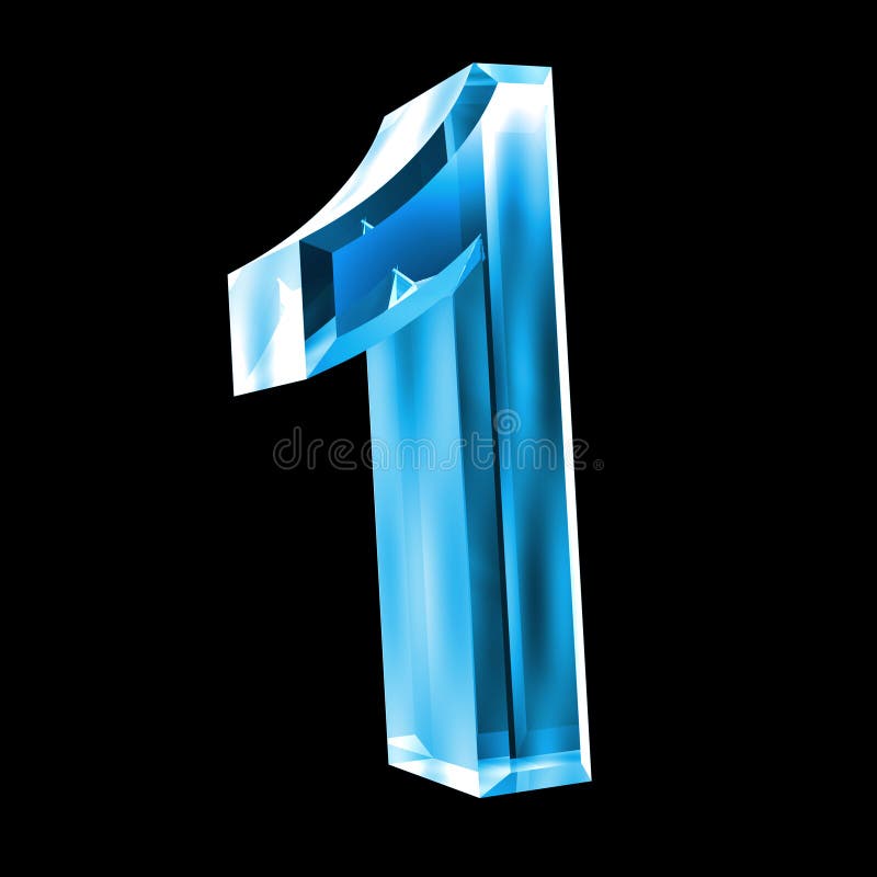 3d number 1 in blue glass