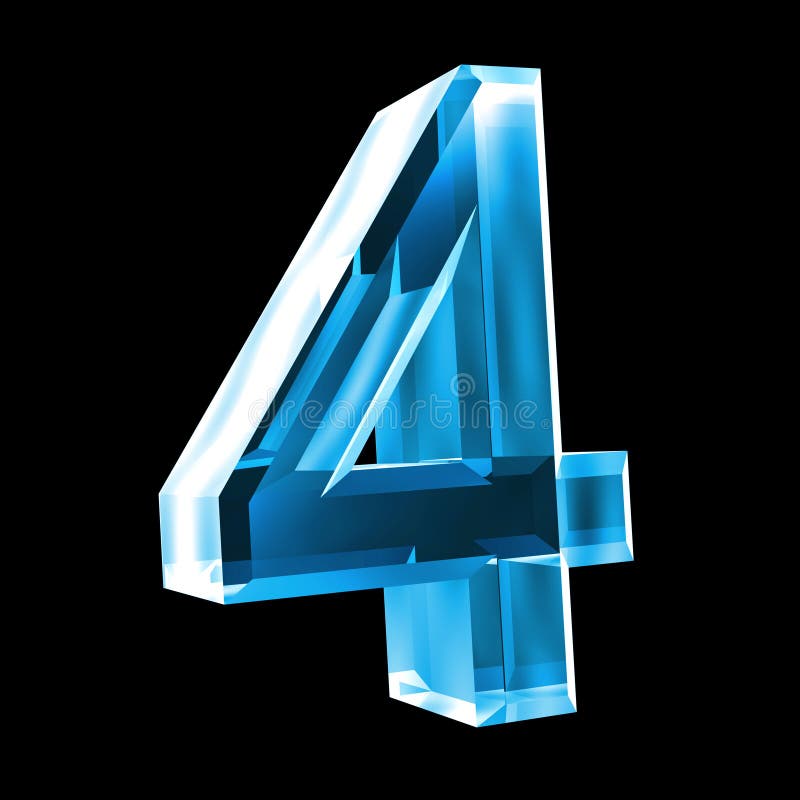 3d number 4 in blue glass