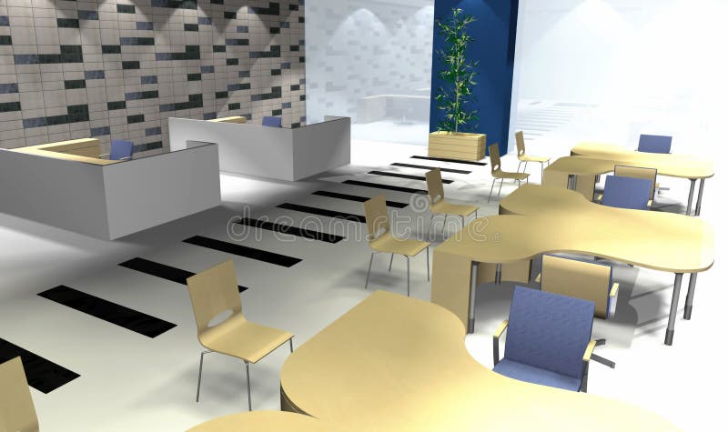 3D office interior stock illustration. Illustration of plan - 10845291