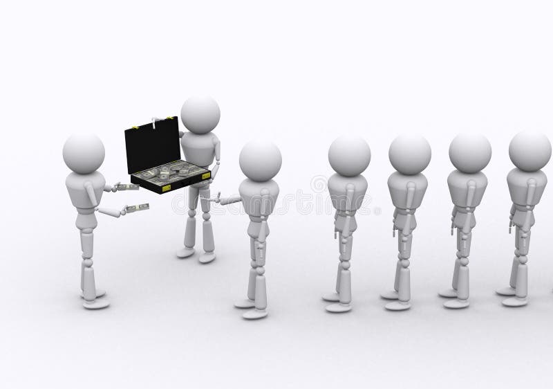 3D people dispense money. stock illustration. Illustration of banknote