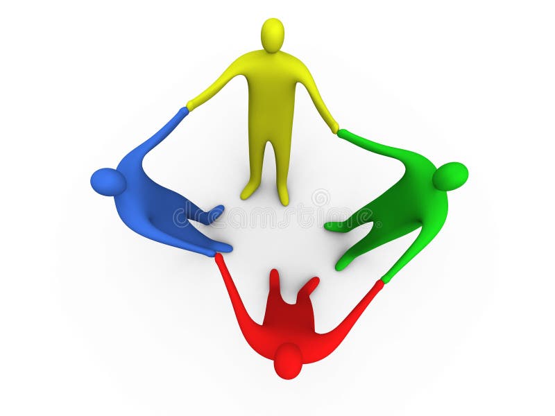 3d people holding hands #2 royalty free illustration