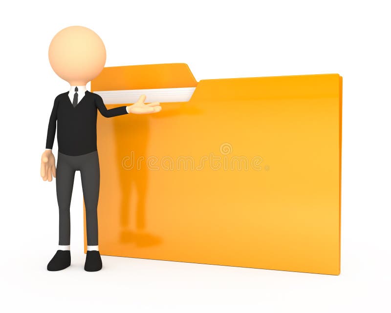 3d people - human character with folder. royalty free illustration