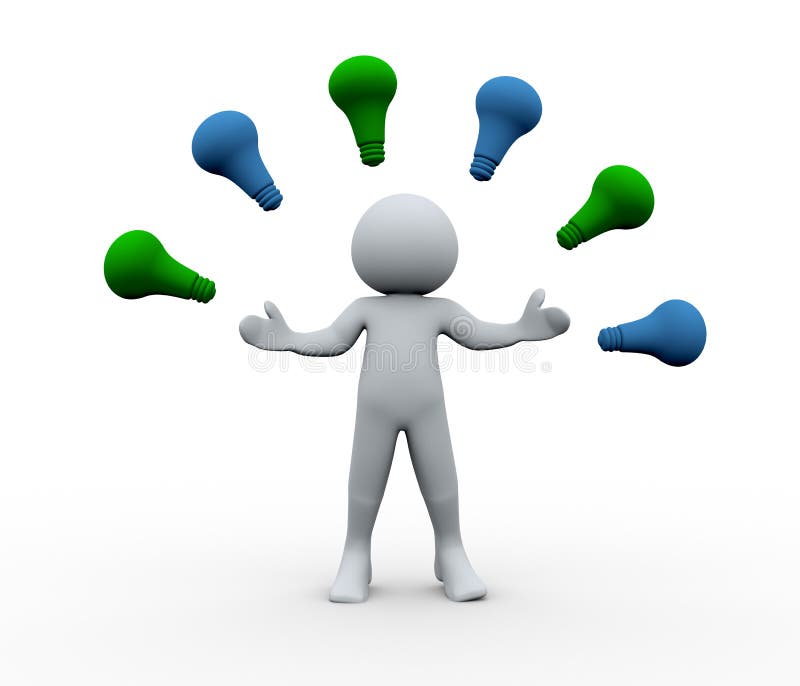 3d person and bulbs royalty free illustration