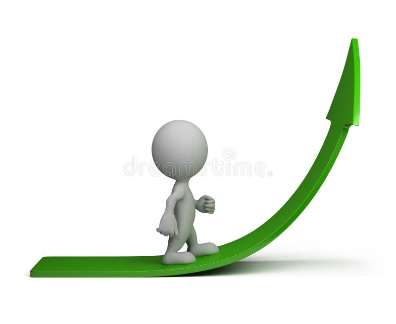 3d person coming up arrow vector illustration