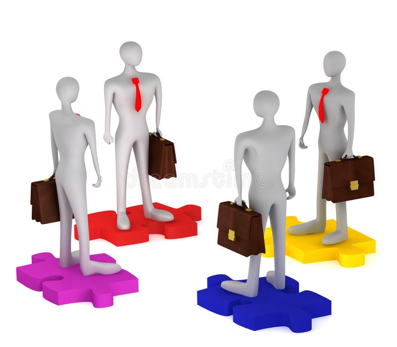 3d persons with briefcases on the puzzles