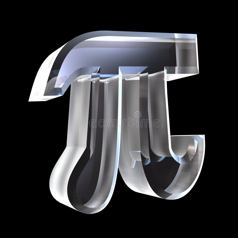 3D Pi symbol skla v čiernej farbe.