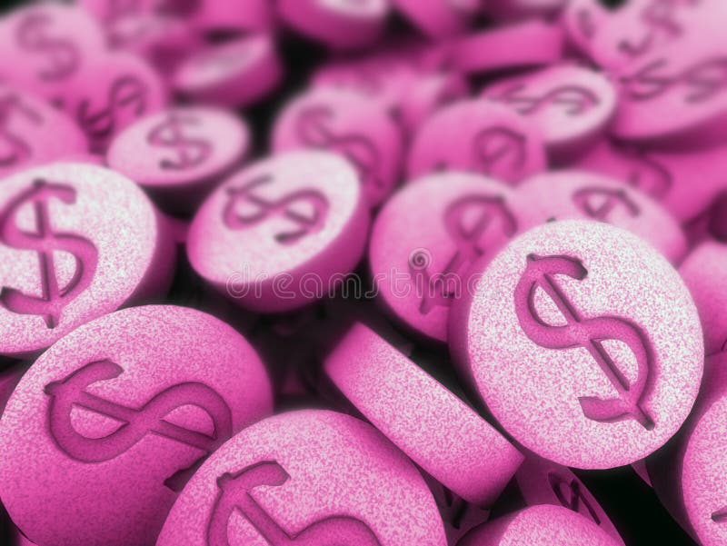 3d rendered illustration of many pink pills. 3d rendered illustration of many pink pills