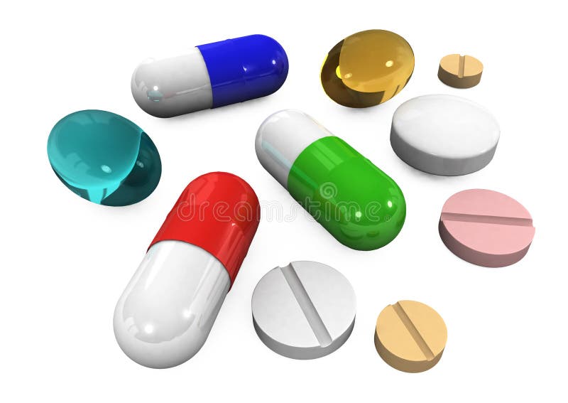 3d pills on a white background