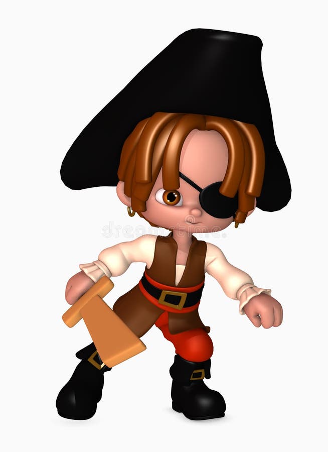 3d pirate boy with sword