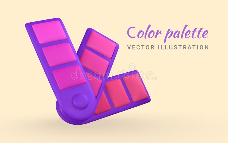 3d Realistic Color Palette in Cartoon Style. Vector Illustration Stock