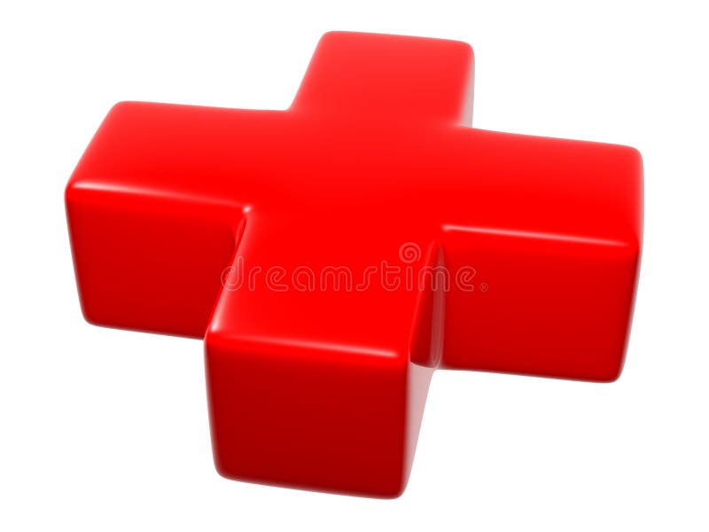 3D Red Cross Symbol Sign editorial stock photo. Illustration of ...