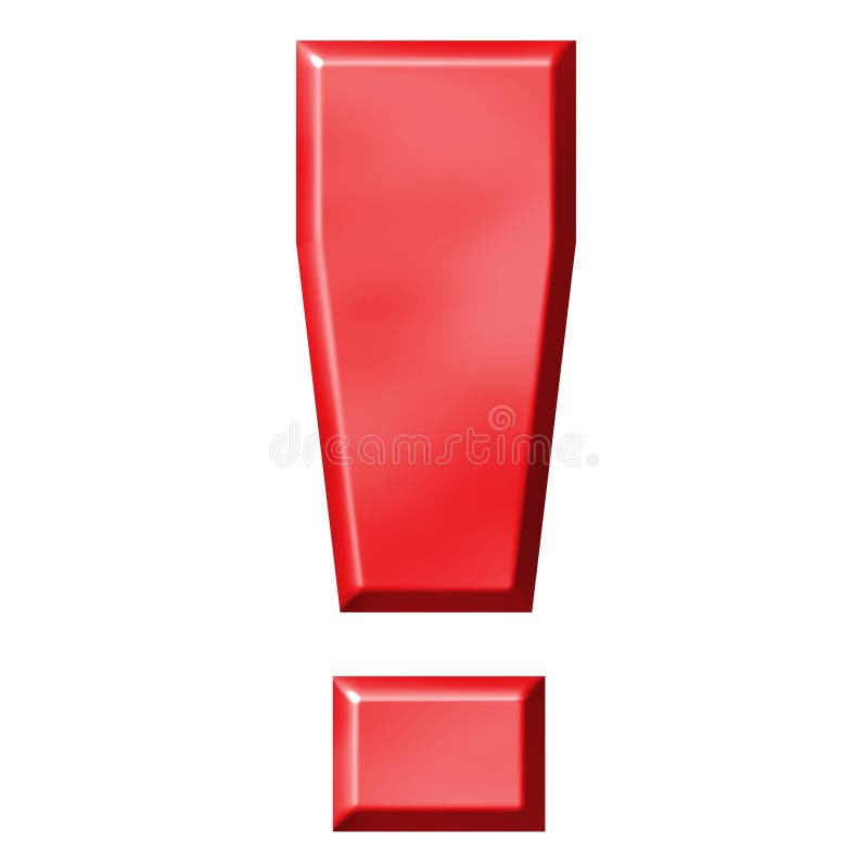 Exclamation mark point stickman 3d red Stock Illustration