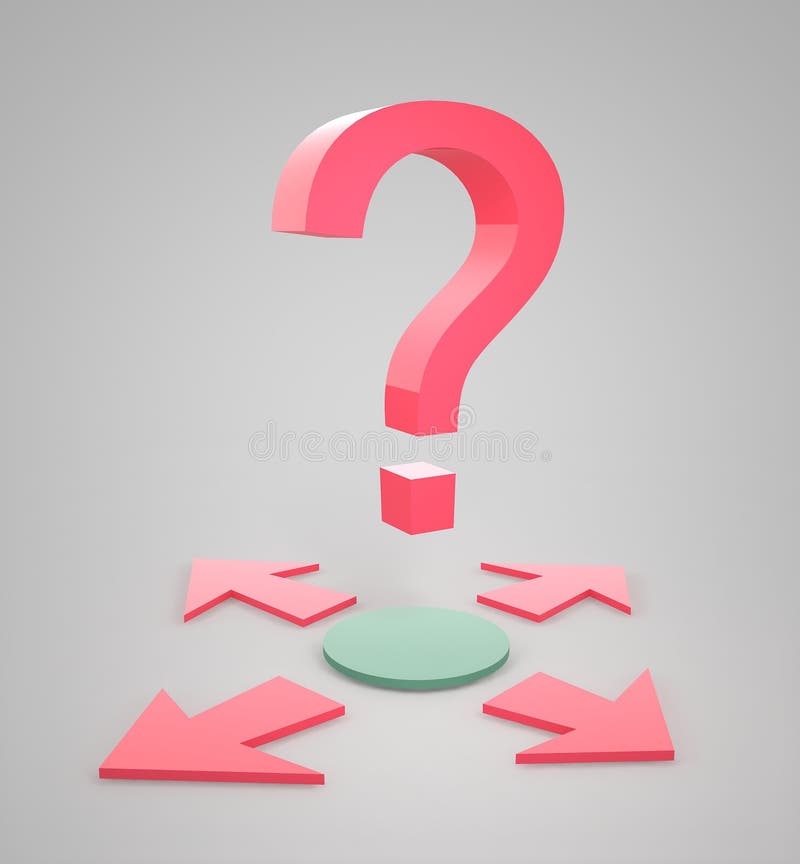 3d red question sign with arrows