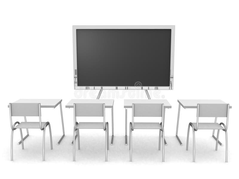 3D render of an empty classroom royalty free illustration