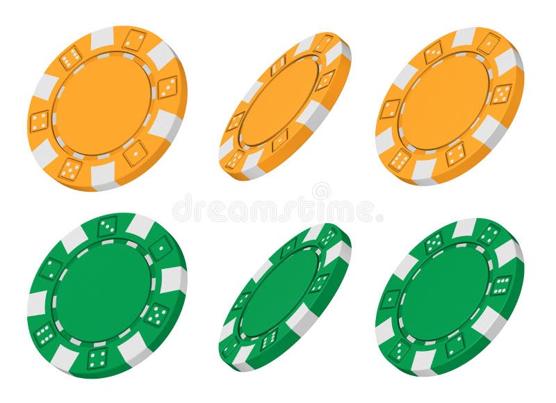 3d Rendered Yellow and Green Casino Chips Stock Illustration