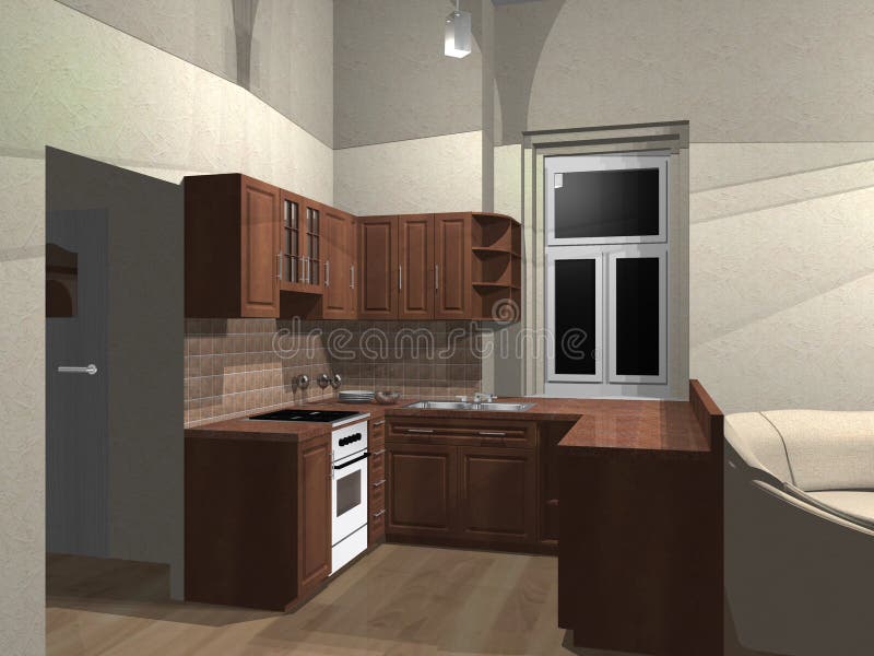 3d rendering of kitchen