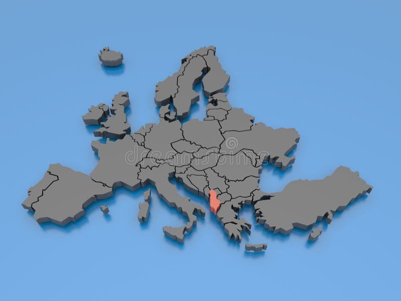 3d rendering of a map of Europe - Albania royalty free illustration