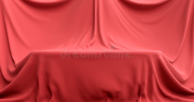3d Rendering. Thick Red Fabric Covers Furniture in a Room or Studio