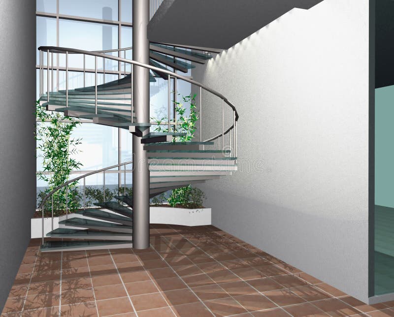 3D rinden de interior moderno de la construcción de viviendas ilustración del vector 3D rinden de interior moderno de la construcción de viviendas ilustración del vector