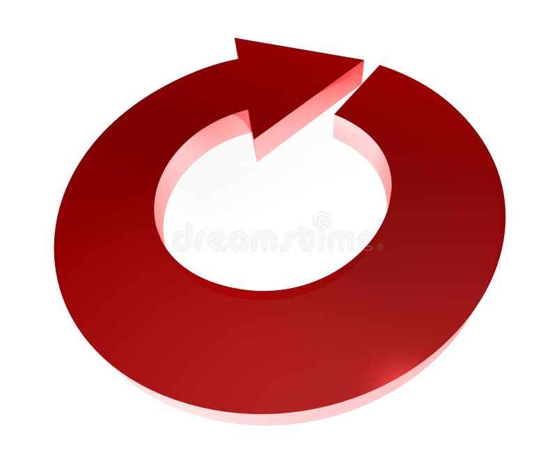 3D circular red arrow on white. 3D circular red arrow on white