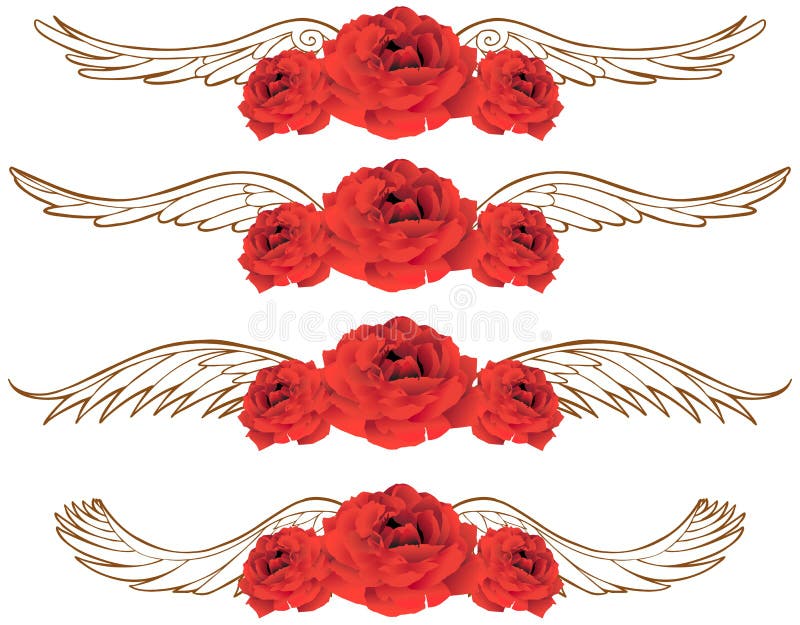 Rosa 3D com Asas ilustração stock