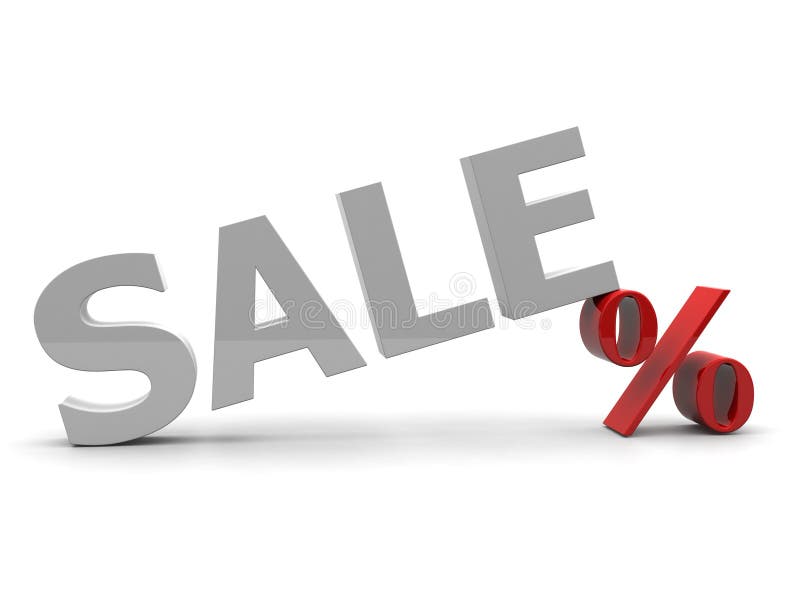 3D Sale and percent sign isolated over white