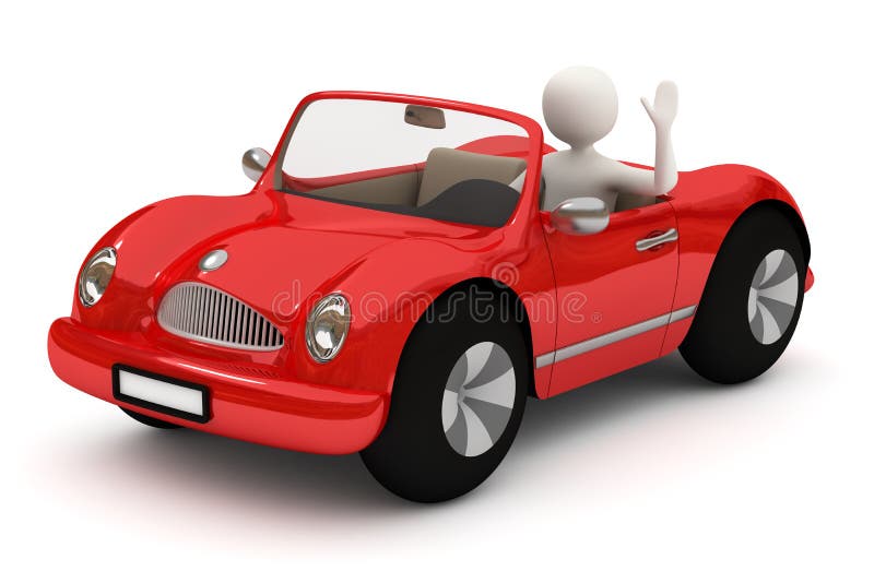 3d samochodu idzie mężczyzna czerwień ilustracji 3d samochodu idzie mężczyzna czerwień ilustracji