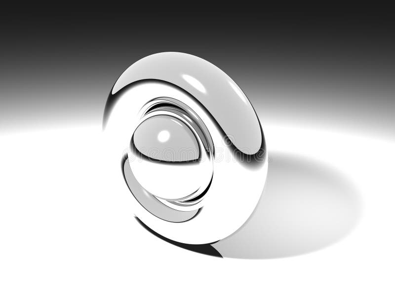 3D shape with silver metallic color stock illustration