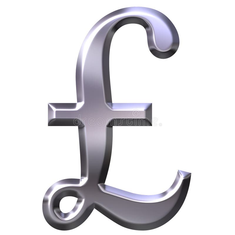 3D Silver British Pound Symbol