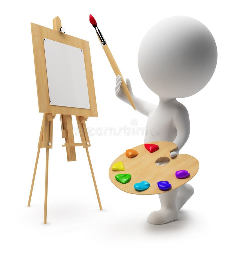 3d small people - painter vector illustration 3d small people - painter vector illustration