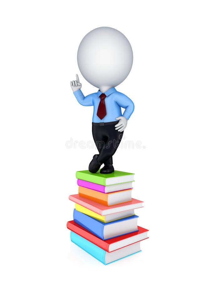 3d small person and colorful books. stock illustration
