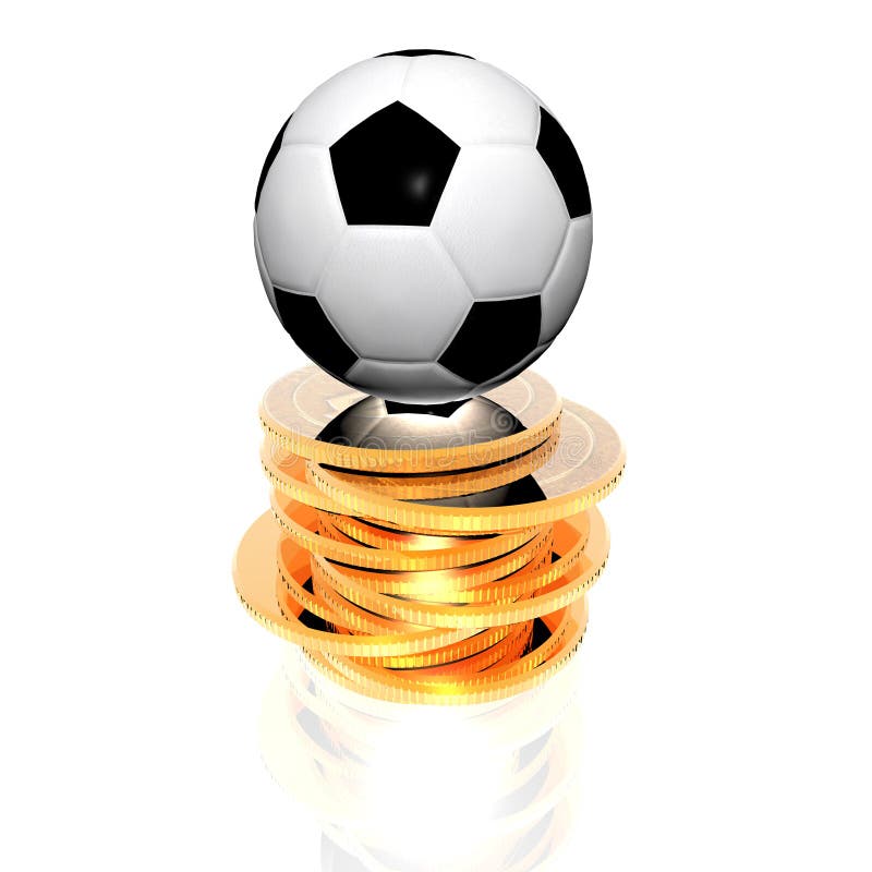 3d Soccer ball on golden coins