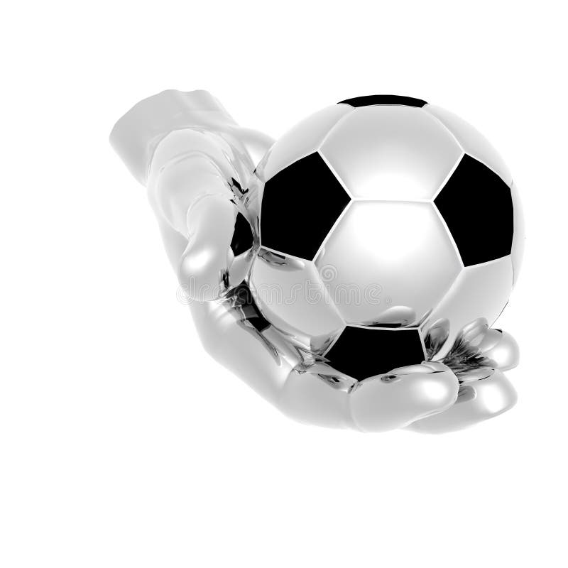 3d Soccer ball in hands isolated on