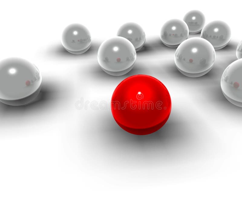 3d spheres and red spheres of different