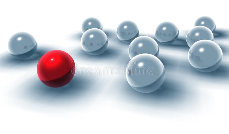 3d spheres and red spheres of different