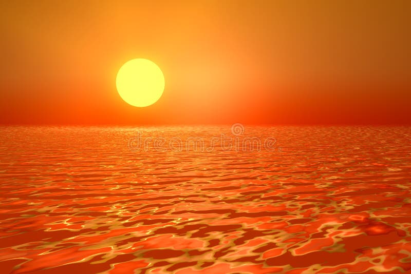 3d sunset. On the ocean 3d sunset. On the ocean