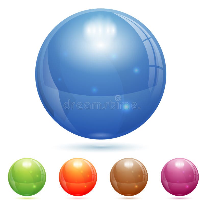 3D Glass Marble Ball in Different Colors, on white, vector. 3D Glass Marble Ball in Different Colors, on white, vector
