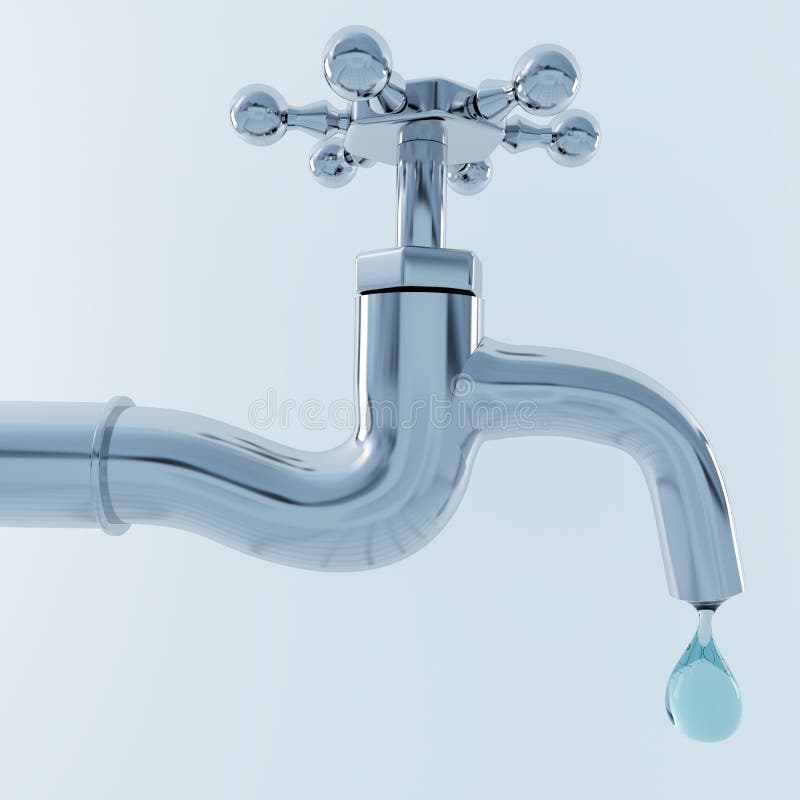 3d tap with drop of water stock illustration