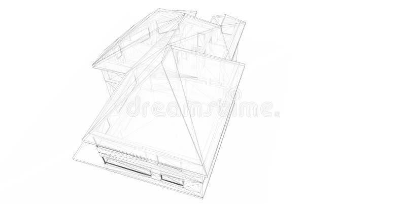 3D teruggevend draad-kader van huis. vector illustratie 3D teruggevend draad-kader van huis. vector illustratie