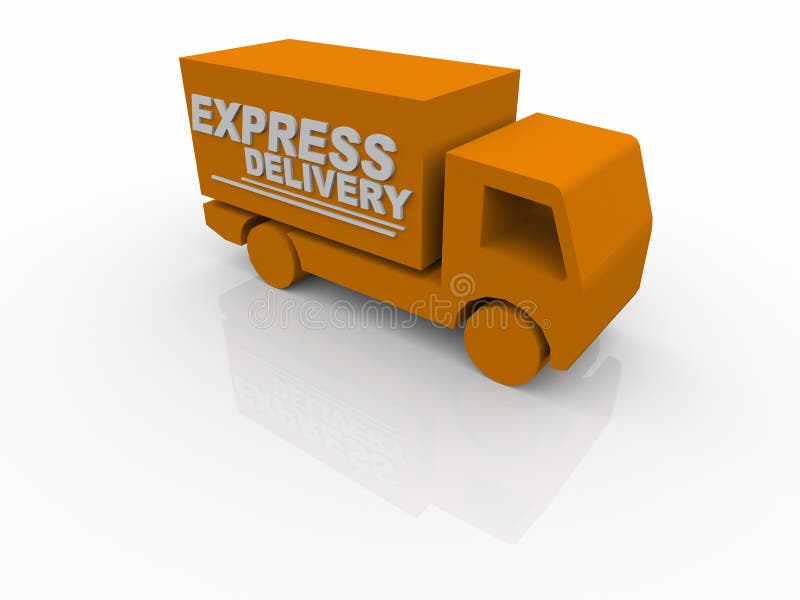3D White Express Delivery Van vector illustration