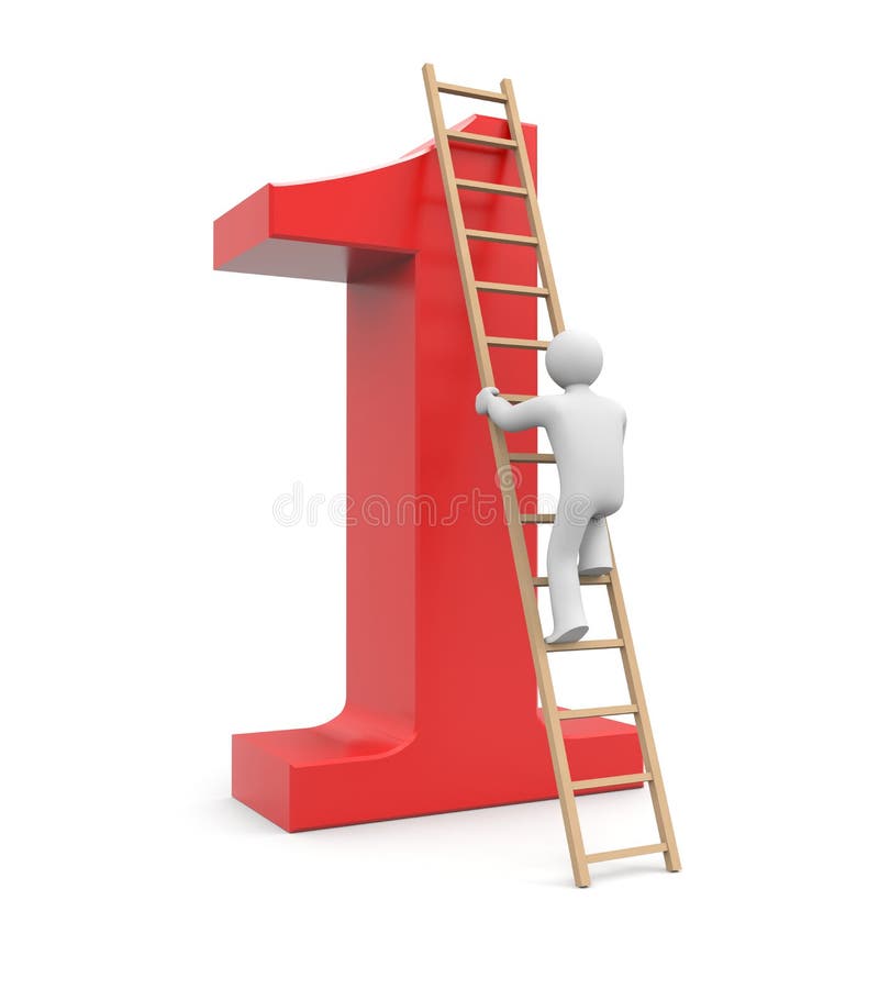 3d white man climb to success vector illustration