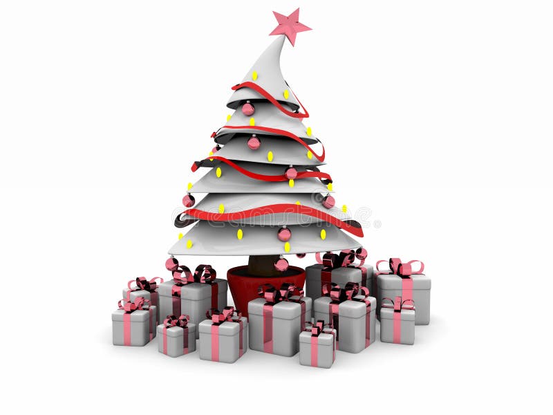 3d white xmas tree royalty free illustration