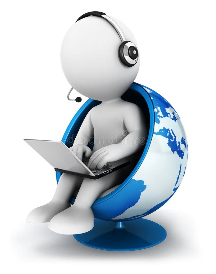 3D white people global manager royalty-vrije illustratie