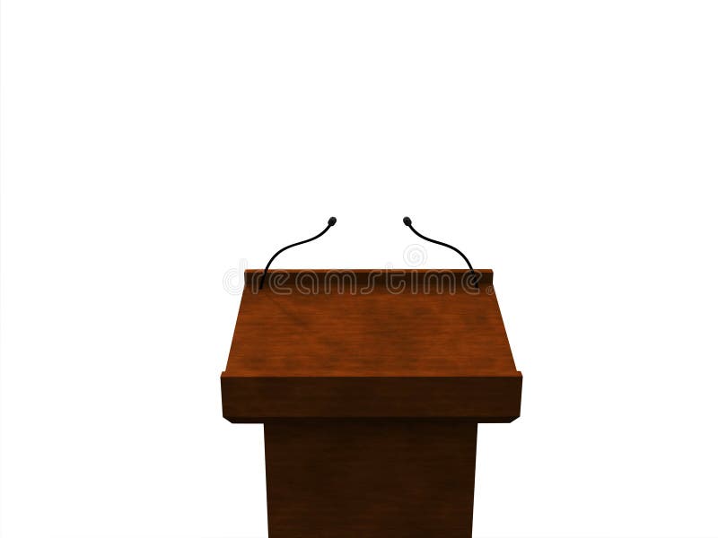 3D rendered image of a podium made out of mahogany. Conference podium illustrations