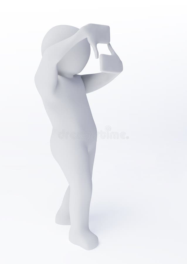 3d abstract person in a photographer's pose on white background. 3d abstract person in a photographer's pose on white background