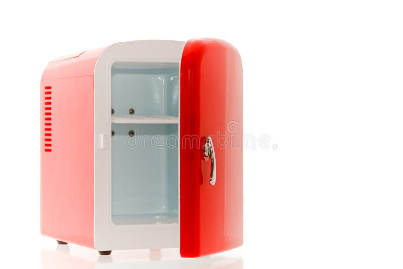 Shiny bright red miniature fridge. Shiny bright red miniature fridge