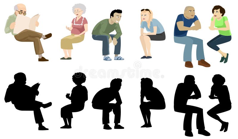 A set of separate icons or images illustrating people (males and females) sitting in different positions and doing a number of activities like drinking, chatting, reading...etc. The separate icons could be cropped and inserted in other images/designs. A set of separate icons or images illustrating people (males and females) sitting in different positions and doing a number of activities like drinking, chatting, reading...etc. The separate icons could be cropped and inserted in other images/designs.