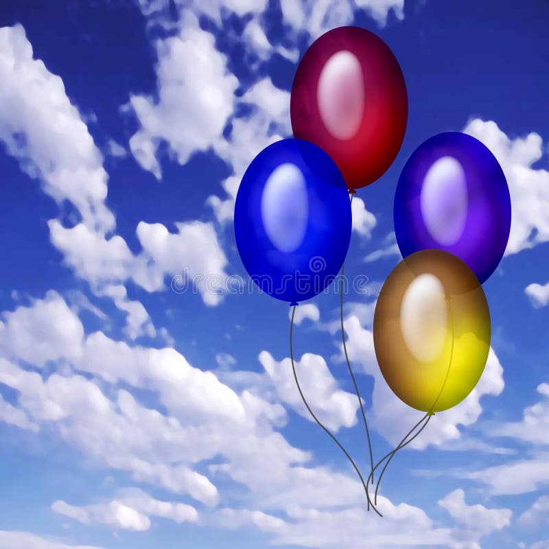 4 Baloons en el cielo ilustración del vector 4 Baloons en el cielo ilustración del vector