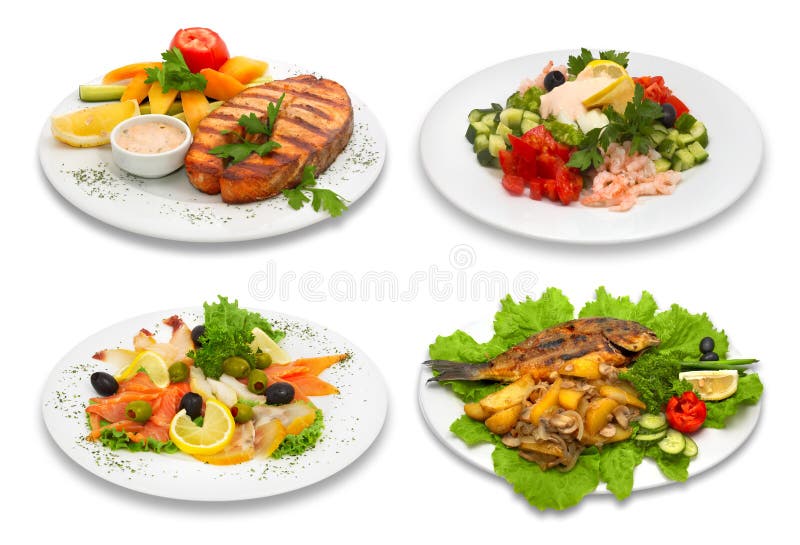 4 fish dishes stock image. Image of assorted, delicious 2525731